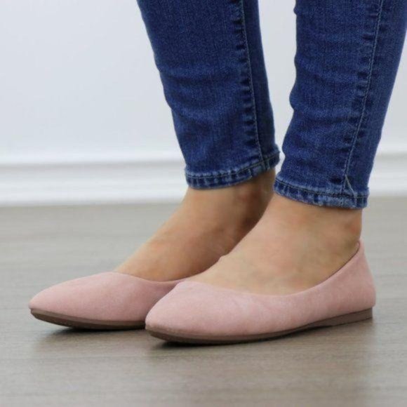 Dusty Pink Pointy Toe Flat Shoe Nubuck - Picture 2 of 6